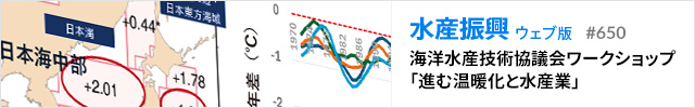 水産振興ウェブ版#650　海洋水産技術協議会ワークショップ「進む温暖化と水産業」／長谷成人・和田時夫・堀正和